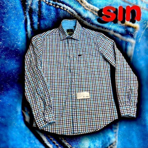 Indigo Goods SIN Vintage Wear Plaid Button Up Sm - Picture 1 of 10